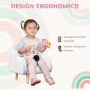 Poltrona per Bambini in Stile Scandinavo 46x51x55 cm Braccioli a Nuvola in Tessuto Bianco  