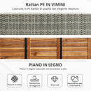 Panchina Contenitore da Giardino 121x50x50 cm in Legno e Rattan Grigio