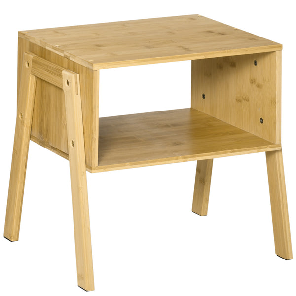 sconto Table de Chevet avec Etagère 43x32,5x42 cm en Bambou Naturel