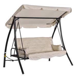 online Lit balançoire de jardin 3 places 209x114x170 cm en métal et polyester beige