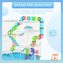 Gabbia per Criceti 5 Livelli 59x36x69 cm con Giochi in Acciaio Azzurro e Bianco