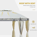 Gazebo da Giardino Ø3,5x2,75m con Tende in Acciaio e Poliestere Bianco