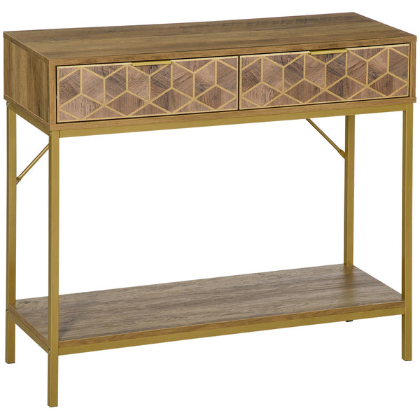 acquista Meuble Console d'Entrée 99x35x86 cm 2 Tiroirs 1 Étagère en Bois Naturel
