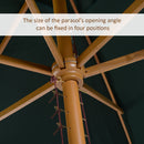 Ombrellone da Giardino 2x3 m Palo Ø38 mm Rettangolare in Legno e Poliestere Nero