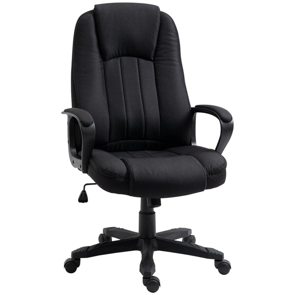 acquista Fauteuil de bureau massant présidentiel en tissu effet lin noir