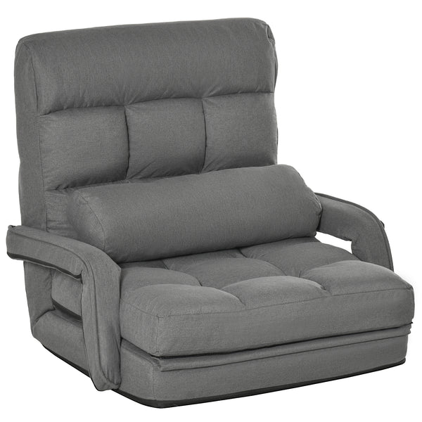 Fauteuil Convertible Simple 62x78x70 cm en Tissu Effet Lin Gris prezzo