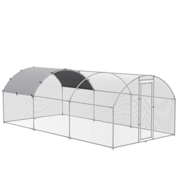 sconto Cage Poulailler Poules 2,8x5,7x2m pour Extérieur en Acier Argenté