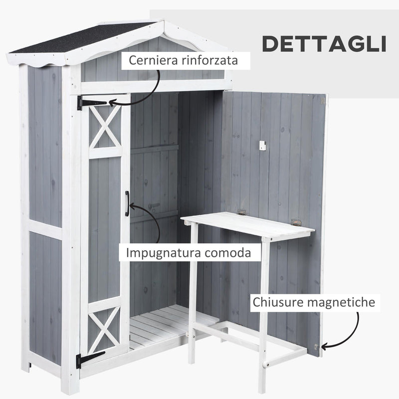 Casetta Box da Giardino 132x50x184 cm in Legno Grigio