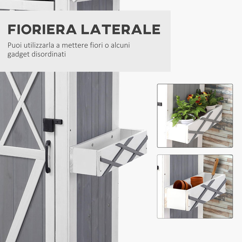 Casetta Box da Giardino 84x54x179 cm in Legno Grigio