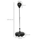 Punching Ball Sacco Boxe 45x45x133-151 cm da Terra con Guanti Nero