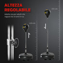 Punching Ball Sacco Boxe 45x45x133-151 cm da Terra con Guanti Nero