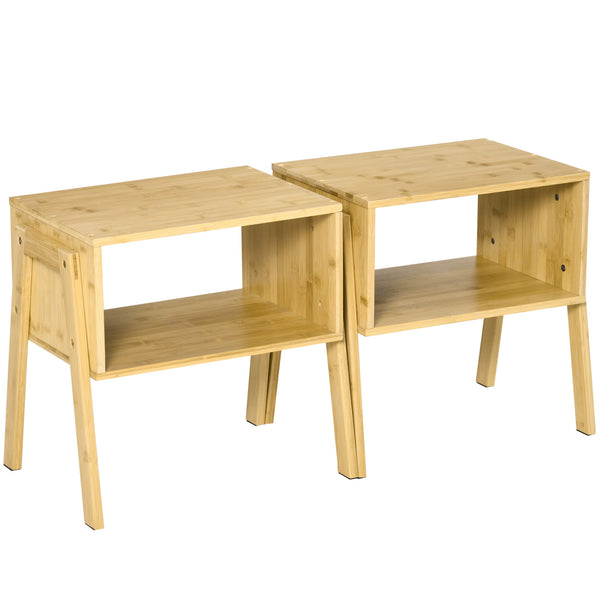 Lot de 2 Chevets Empilables 43x32,5x42 cm en Bambou Naturel prezzo