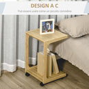 Tavolino Multiuso per Divano e Letto 39x35,5x59 cm con Ruote in Bambù Naturale