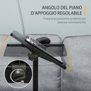 Tavolino Porta PC 58x34x72-90 cm con Ruote in Truciolato e Metallo Nero