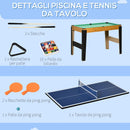 Tavolo Multi Gioco 4 in 1 107x61x84,5 cm Calcio Balilla Biliardo Ping Pong e Hockey
