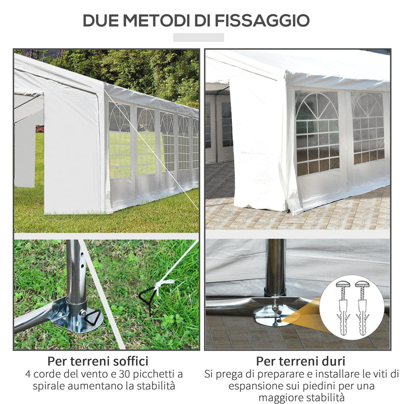 Tendostruttura con Pareti Removibili 12x6x3,2m in Acciaio e Polietilene Bianco