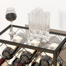 Portabottiglie Vini per 10 Bottiglie 41x22x41 cm con Piano d'Appoggio in Vetro in Acciaio Nero  