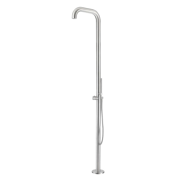 acquista Douche de jardin 230x18x42 cm avec mitigeur Sined Sassari en acier inoxydable satiné et douchette