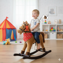 Cavallo a Dondolo per Bambini in Peluche con Suoni Marrone Chiaro