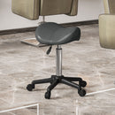 Sgabello Girevole a Sella 48x47x45-57A cm Rivestimento in Finta Pelle Grigio   