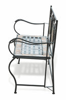 Panca da Giardino 123x53x91 cm in Ferro Battuto con Mosaico Soriani Cipro