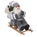 Babbo natale in tessuto su slitta grigio cm xh30
