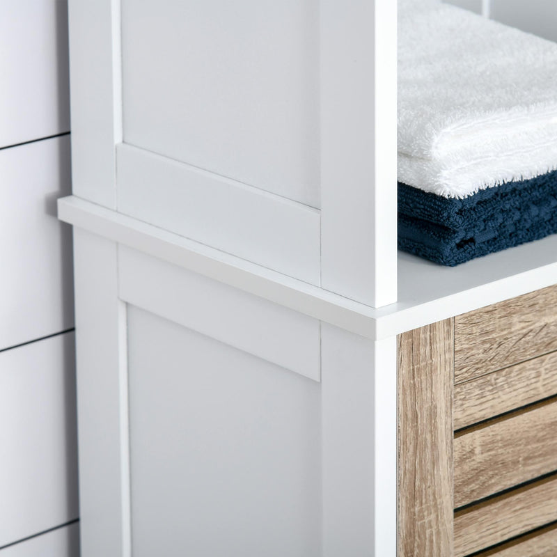 Mobile a Colonna per Bagno 3 Ripiani 1 Anta 34x30x172 cm in MDF Bianco