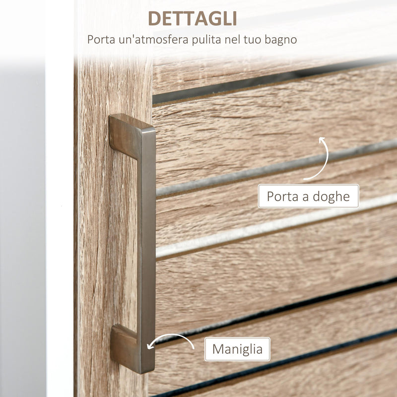 Mobile a Colonna per Bagno 3 Ripiani 1 Anta 34x30x172 cm in MDF Bianco