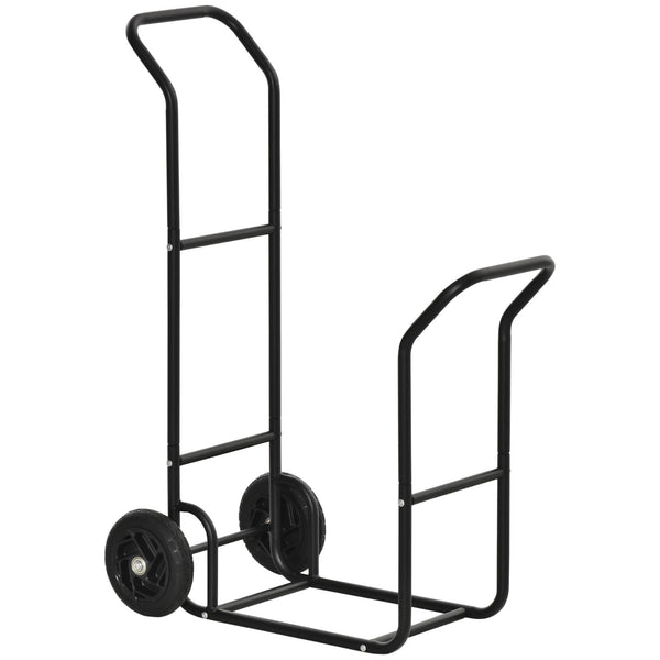 Porte-bûches pour cheminée 77x42x105 cm avec roues en acier noir sconto