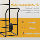 Portalegna per Camino 77x42x105 cm con Ruote in Acciaio Nero