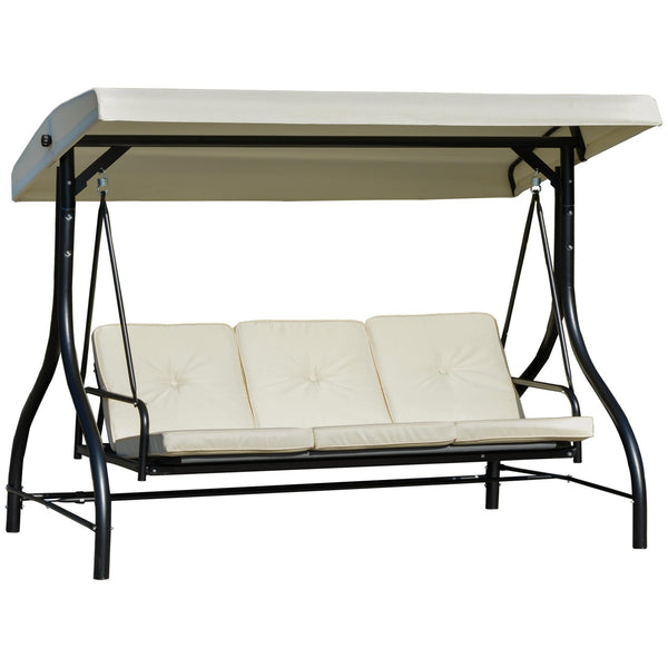 sconto Lit à bascule 3 places 195x117x174 cm en métal noir et beige et polyester