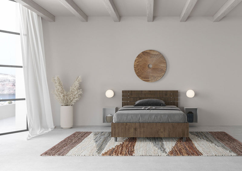 Letto 1 Piazza E Mezzo Ankel Testata Doghe Inclinata  Noce Varie Misure