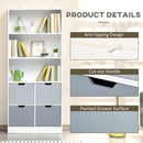 Libreria 4 Cassetti 3 Ripiani 76x30x173 cm in MDF e Truciolato Bianco e Grigio