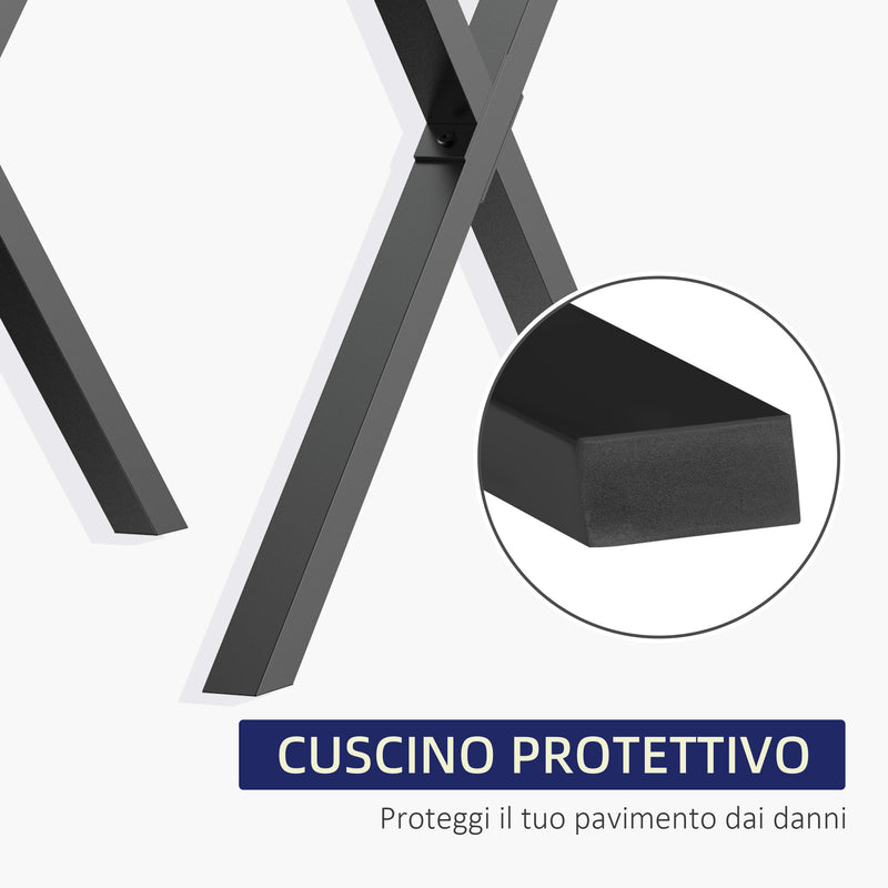 Set 2 Gambe Tavolo a X 80x4x72 cm in Acciaio Nero