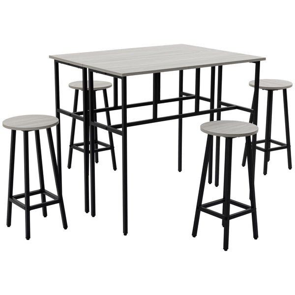 prezzo Set de 2 Tables Hautes 100x40x90 cm et 4 Tabourets Gris