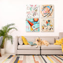 Stampa su Tela Astratta 60x60 cm 4 Pezzi in Legno di Pino