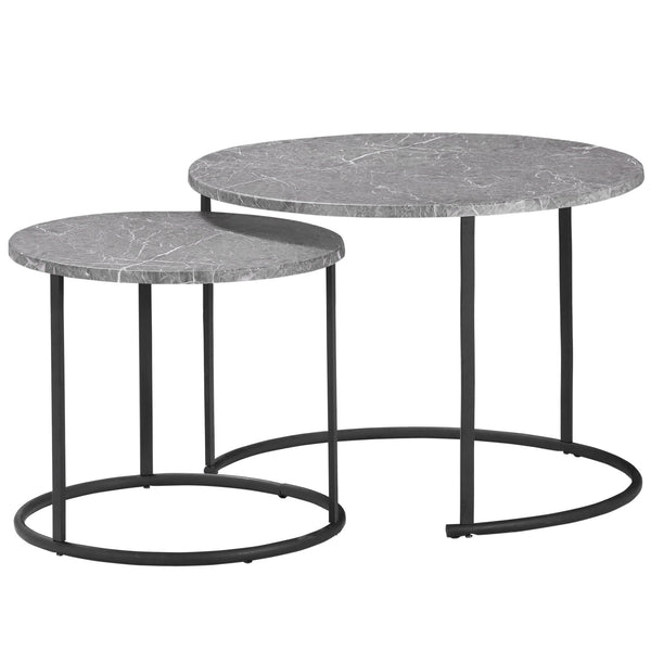prezzo Set de 2 Tables Basses avec Plateau Effet Marbre et Structure en Métal Noir