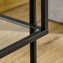 Tavolino 2 Ripiani 54x44x45,5 cm in Acciaio e Vetro Nero