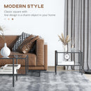 Tavolino 2 Ripiani 54x44x45,5 cm in Acciaio e Vetro Nero