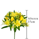 Set 4 Bouquet Artificiali di Tulipani Artificiali e Gigli Altezza 37 cm Giallo