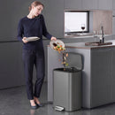 Pattumiera Rettangolare a Pedale 30 L 35x29x61,5 cm con Secchio Interno Rimovibile Chiusura Ammortizzata e Manico in Metallo e PP Grigio Scuro      