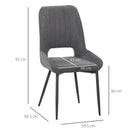 Set 2 Sedie Imbottite 59,5x50,5x92 cm in Tessuto Grigie