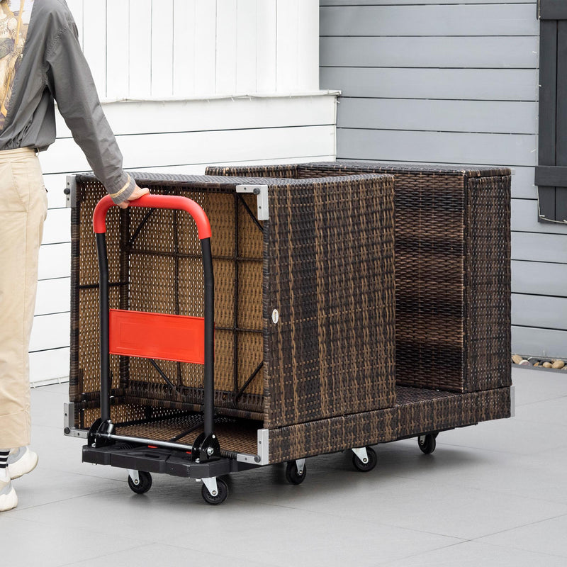 Carrello da Trasporto Pieghevole 70x52,5x90 cm Max 150 Kg in Acciaio e PP Nero e Rosso