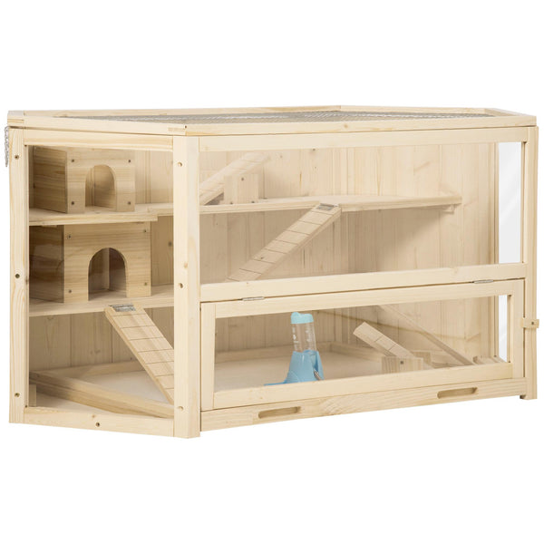 acquista Maison pour Hamsters 3 Niveaux 115x60x55 cm Toit Ouvrant en Bois et Plastique