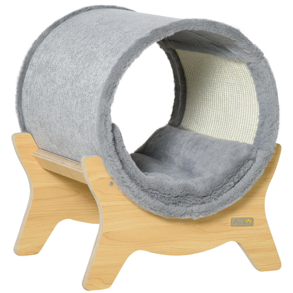 Chenil pour Chats 41x40x47 cm Tunnel avec Arbre à Chat Gris acquista