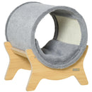 Cuccia per Gatti 41x40x47 cm a Tunnel con Tiragraffi Grigio