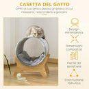 Cuccia per Gatti 41x40x47 cm a Tunnel con Tiragraffi Grigio