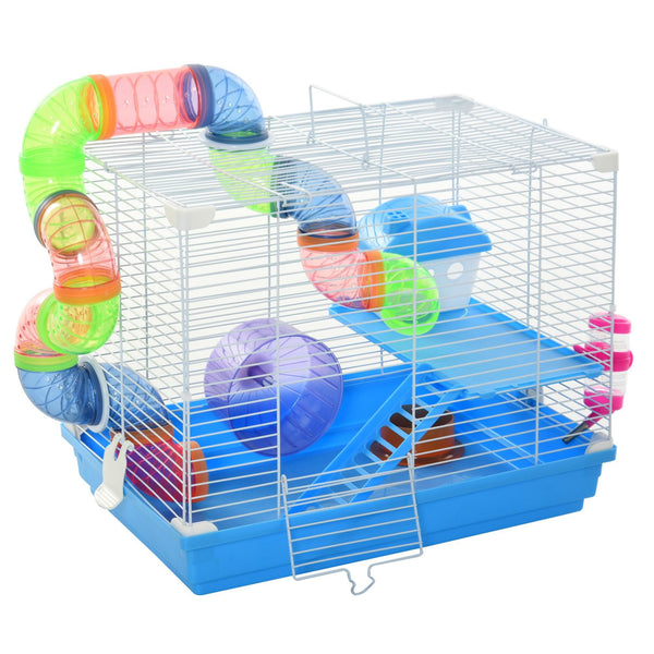 Cage pour Hamsters 2 Niveaux 46x30x37 cm avec Réservoir d'Eau et Jouets Bleus online
