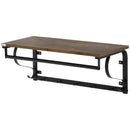 Mensola da Parete 66x30x27 cm con 7 Ganci e Asta in Acciaio e Truciolato Marrone