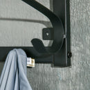 Mensola da Parete 66x30x27 cm con 7 Ganci e Asta in Acciaio e Truciolato Marrone